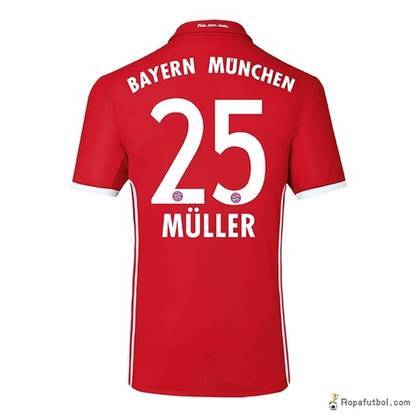 Camiseta Bayern de Múnich Replica Primera Ropa Muller 2016/17 Rojo